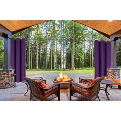 (K68) PURPLE 2-Piece Indoor and Outdoor Thermal Sun Blocking Grommet Window Curtain Set, Two (2) Panels 35" x 84" Each   